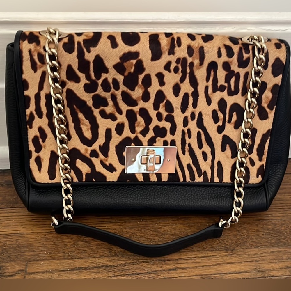 Leopard and leather Kate Spade shoulder bag